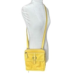 Fossil Yellow Leather Crossbody Bag.